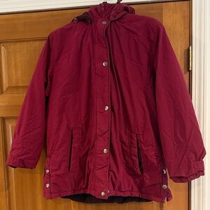 EUC! Basic Editions size XL, Women's Burgundy Thick Hooded Jacket!